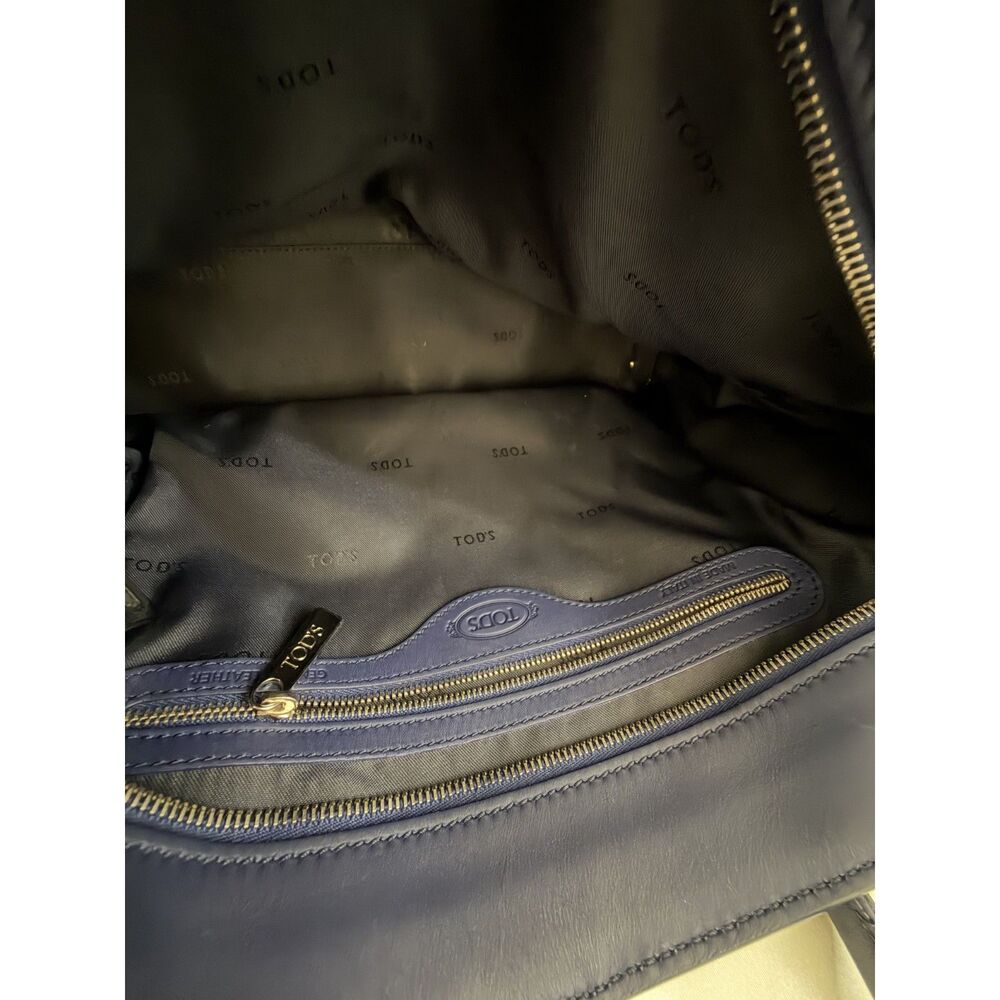 Tod's - Navy Blue Leather Tote Shoulder Bag with Crossbody Strap - Like New - Picture 5 of 6